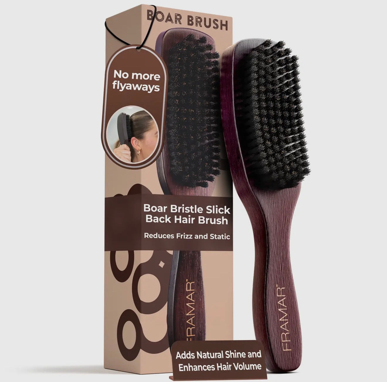 FRAMAR Boar bristle slick back hair brush