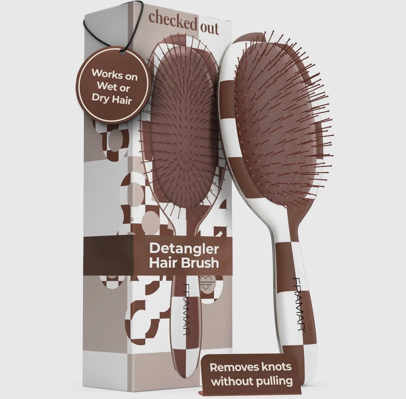 FRAMAR white & brown checkered brush
